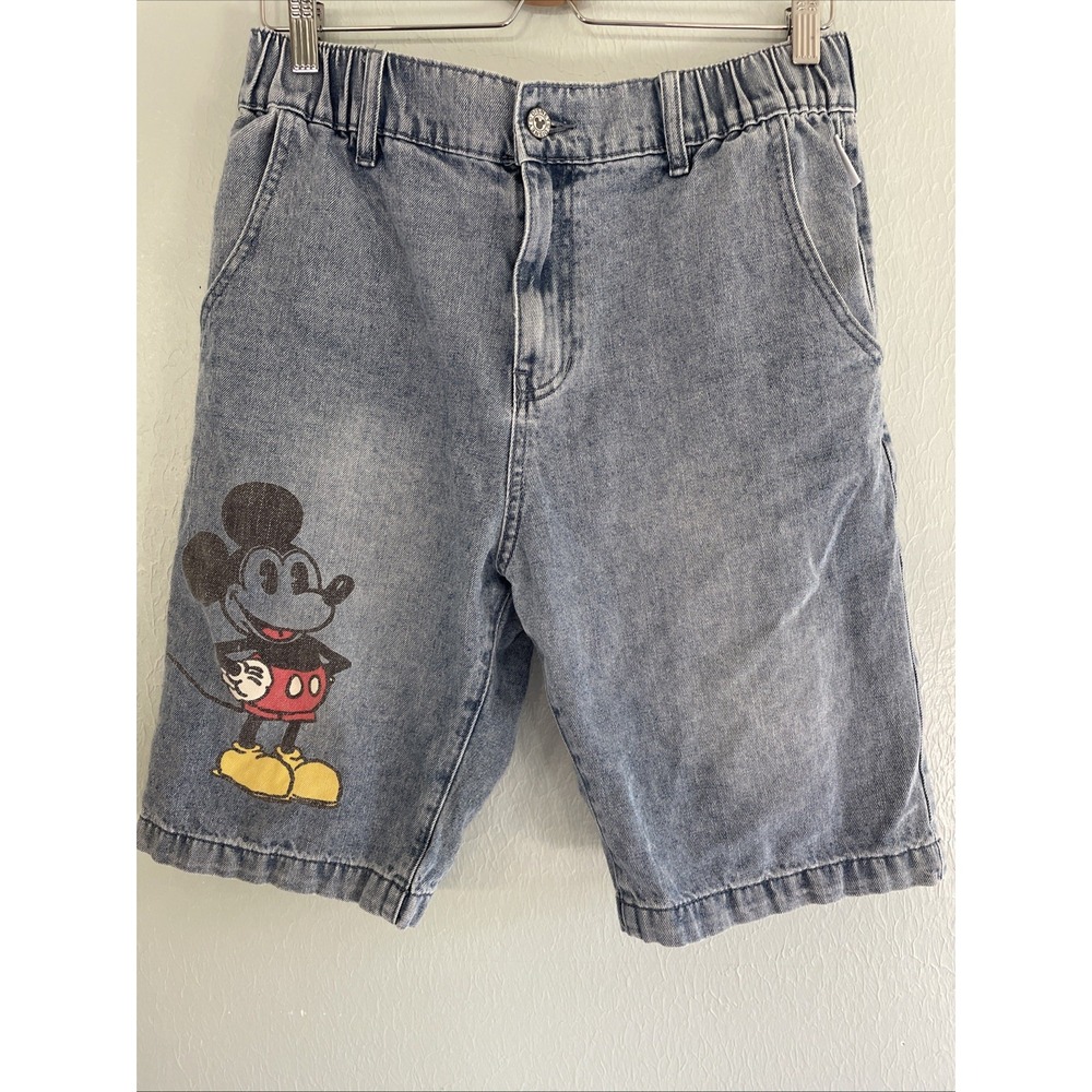 Vintage Disney Our Universe Mickey Pull On Long‎ Denim Jean Shorts Size M Unisex